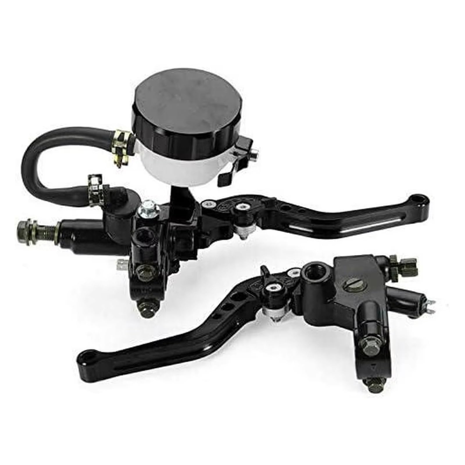 Kupplungshebel 22mm Aluminium Motorrad Kupplung Bremse Hauptzylinder Reservoir Hebel Kit Flüssigkeit Reservoir Set Geeignet Für Die Meisten Motorräder Kupplungsarmatur(Black) von KPVEVPSTQ