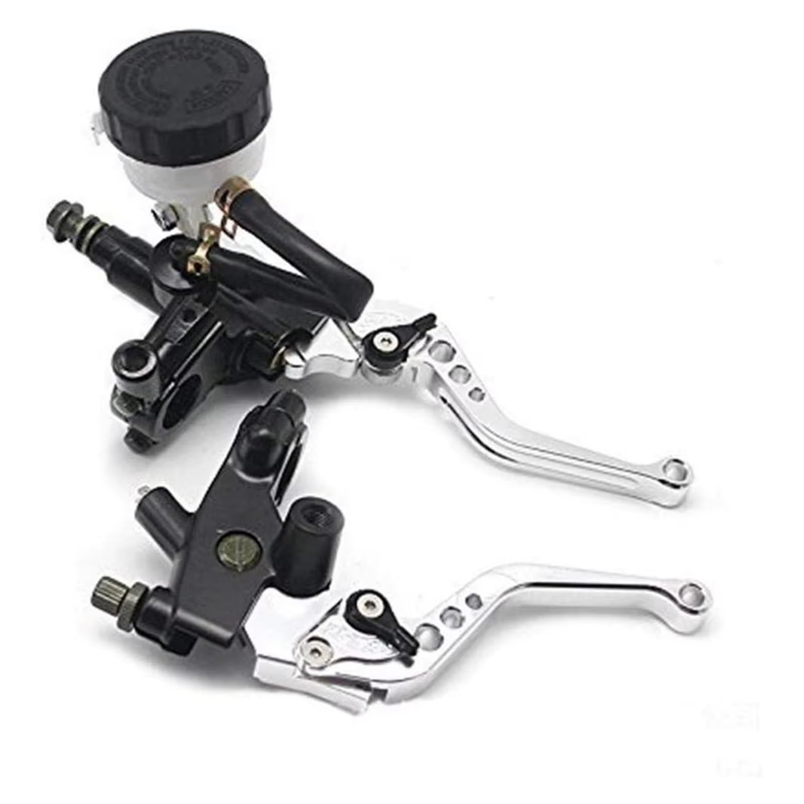 Kupplungshebel 22mm Aluminium Motorrad Kupplung Bremse Hauptzylinder Reservoir Hebel Kit Flüssigkeit Reservoir Set Geeignet Für Die Meisten Motorräder Kupplungsarmatur(Silver) von KPVEVPSTQ