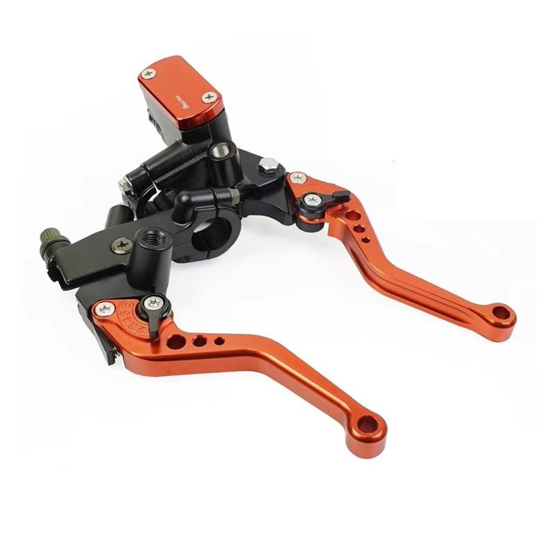 Kupplungshebel 22mm Motorrad Hydraulische Kupplung Bremspumpe Hauptzylinder Hebelgriff Geeignet Für Die Meisten Motorräder Zubehör Kupplungsarmatur(Orange Shorter) von KPVEVPSTQ