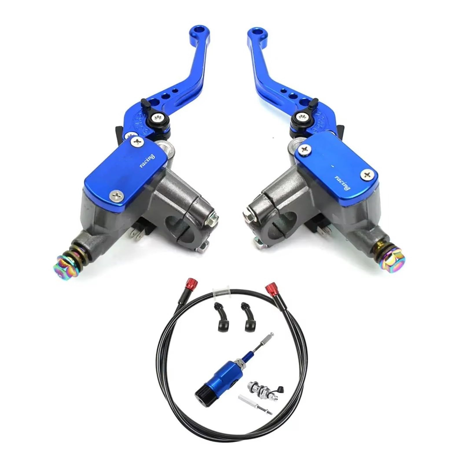 Kupplungshebel 22mm Motorrad Hydraulische Kupplung Kit Hauptbremszylinder Motorrad Universal Anti-Drop Und Anti-Verschleiß-Kupplung Kupplungsarmatur(Blue Set) von KPVEVPSTQ