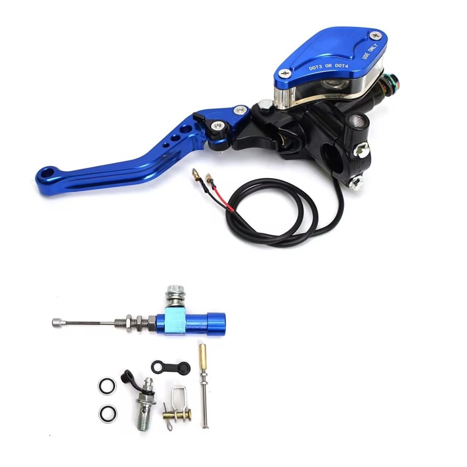 Kupplungshebel Für 7/8 In Motorrad Hydraulische Bremse Kupplung Kit Hebel Hauptzylinder Pumpe Öl Schlauch Motorrad Zubehör Kupplungsarmatur(Blue) von KPVEVPSTQ