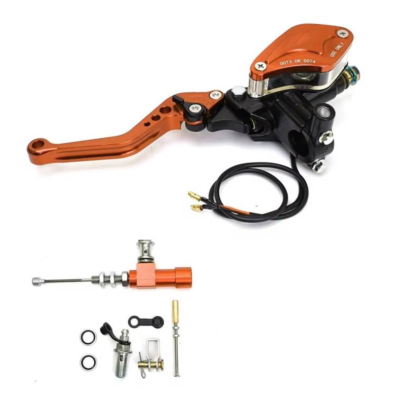 Kupplungshebel Für 7/8 In Motorrad Hydraulische Bremse Kupplung Kit Hebel Hauptzylinder Pumpe Öl Schlauch Motorrad Zubehör Kupplungsarmatur(Orange) von KPVEVPSTQ