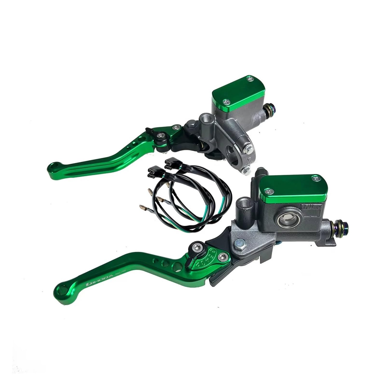 Kupplungshebel Für Die Meisten Motorräder 1 Paar Hebel Verstellbarer Griff Hydraulische Kupplung Bremspumpe Kolben 14 Mm Hauptzylinder Geeignet Kupplungsarmatur(Green 1 Pair) von KPVEVPSTQ