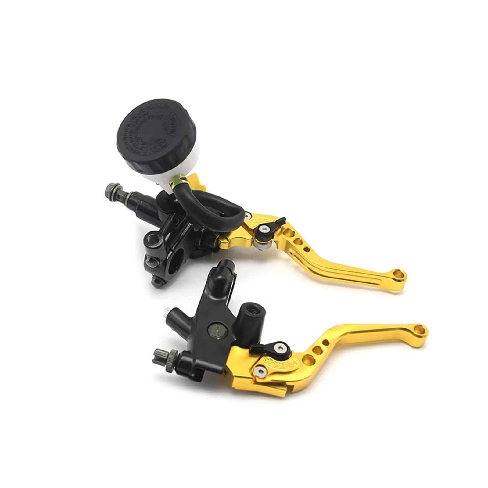 Kupplungshebel Geeignet Für Die Meisten Motorräder. 7/8 Zoll 22 Mm Motorrad-Bremse, CNC-Kupplungshebel, Hauptzylinder-Reservoir-Set, Zubehör Kupplungsarmatur(Gold Set) von KPVEVPSTQ