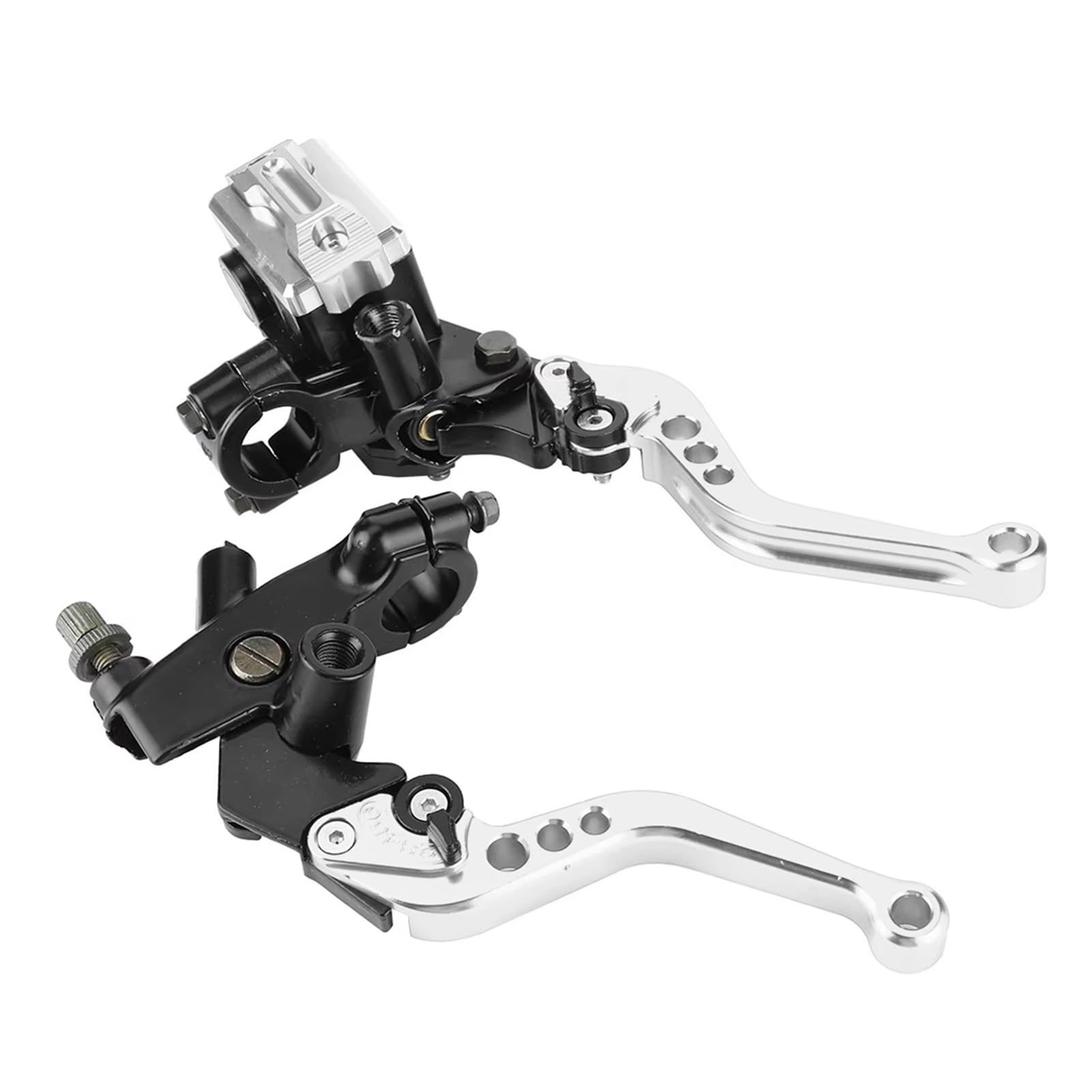 Kupplungshebel Haltbarkeit Motorrad Kupplung Bremse Hauptzylinder Reservoir Hebel CNC Aluminium Material Kit Fit Für Die Meisten Motorräder Kupplungsarmatur(Sliver) von KPVEVPSTQ