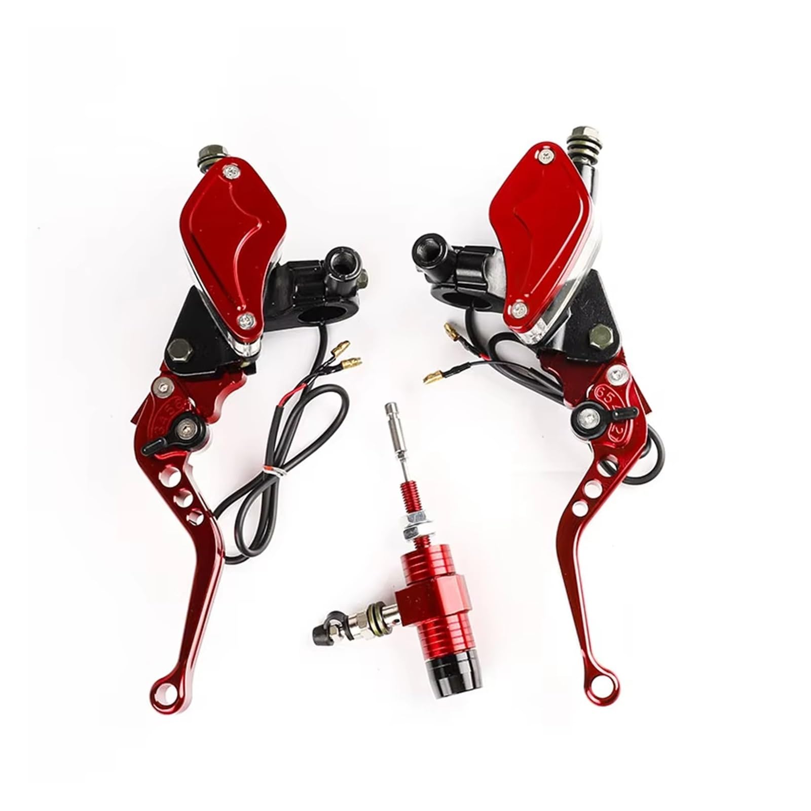 Kupplungshebel Motorrad-CNC-Aluminium-Hydraulikkupplungssatz, Hauptbremszylinder-Bremshebel, Geeignet Für Die Meisten Motorräder Kupplungsarmatur(Red Set) von KPVEVPSTQ