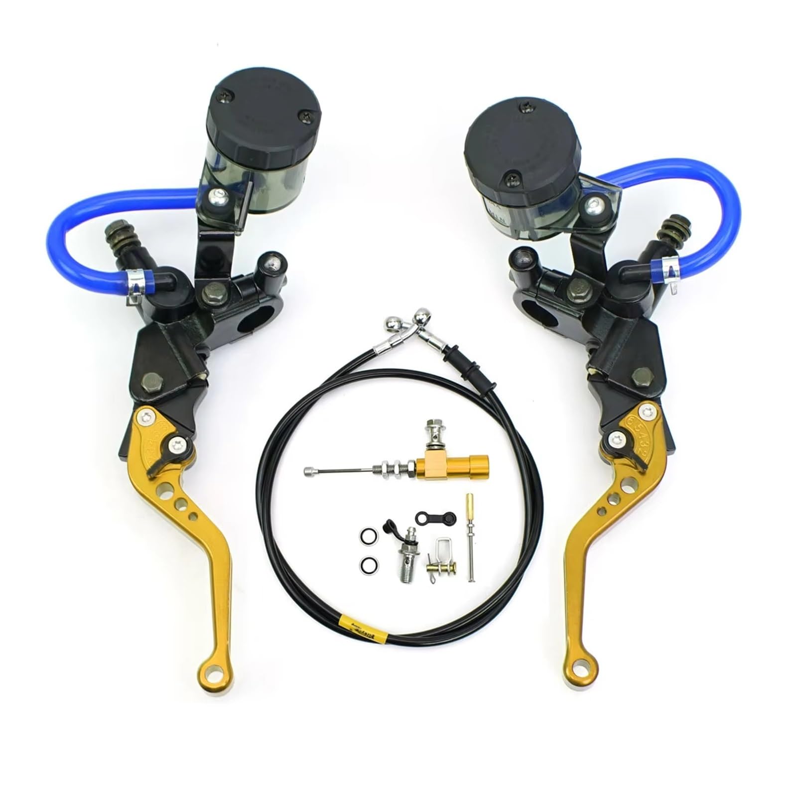 Kupplungshebel Motorrad CNC Hydraulische Kupplungshebel Bremsgriffe Pumpe Hauptzylinder-Kit Geeignet Für Die Meisten Motorräder Zubehör Kupplungsarmatur(One Set Gold) von KPVEVPSTQ