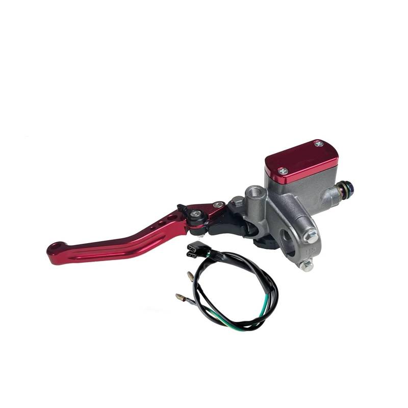 Kupplungshebel Motorrad-Hydraulikbremspumpe, Kolben, Hauptzylinder, Hebel, Lenkergriff, Durchmesser 22 Mm, Geeignet Für Die Meisten Motorräder Kupplungsarmatur(Red Left Pump) von KPVEVPSTQ