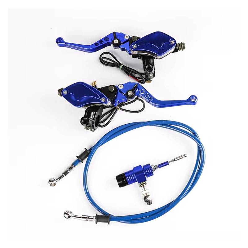 Kupplungshebel Motorrad-Hydraulikkupplungssatz, Hebel, Hauptzylinder, Strickölschlauch, Wasserdicht Und Staubdicht, Geeignet Für Die Meisten Motorräder Kupplungsarmatur(Blue 1set) von KPVEVPSTQ