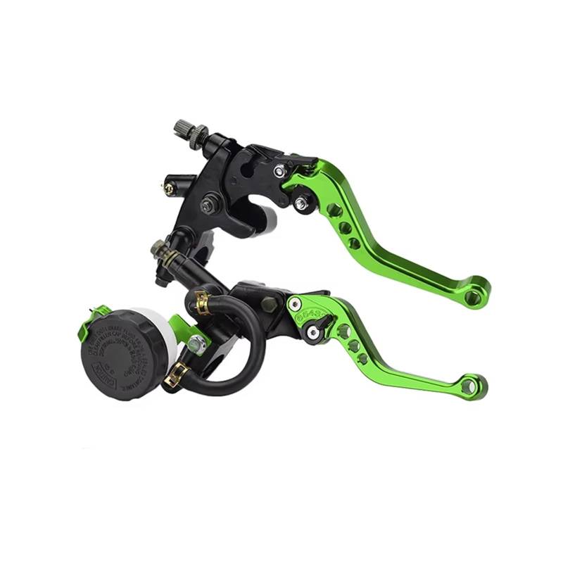 Kupplungshebel Motorrad Universal 7/8" 22mm Motorrad Kupplung Bremse Hauptzylinder Reservoir Hebel Kit Flüssigkeit Reservoir Set Links + Rechts Kupplungsarmatur(Green) von KPVEVPSTQ