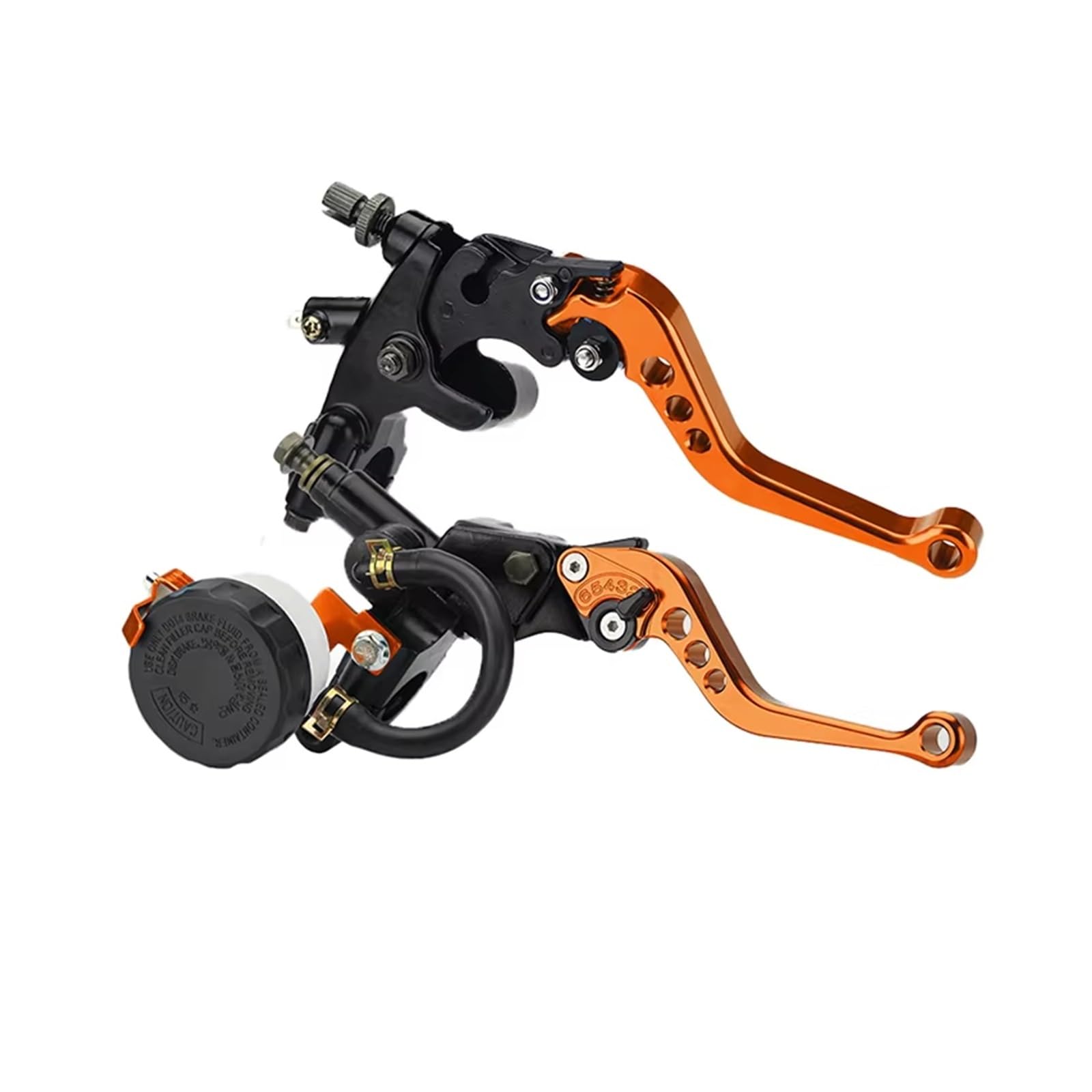 Kupplungshebel Motorrad Universal 7/8" 22mm Motorrad Kupplung Bremse Hauptzylinder Reservoir Hebel Kit Flüssigkeit Reservoir Set Links + Rechts Kupplungsarmatur(Orange) von KPVEVPSTQ