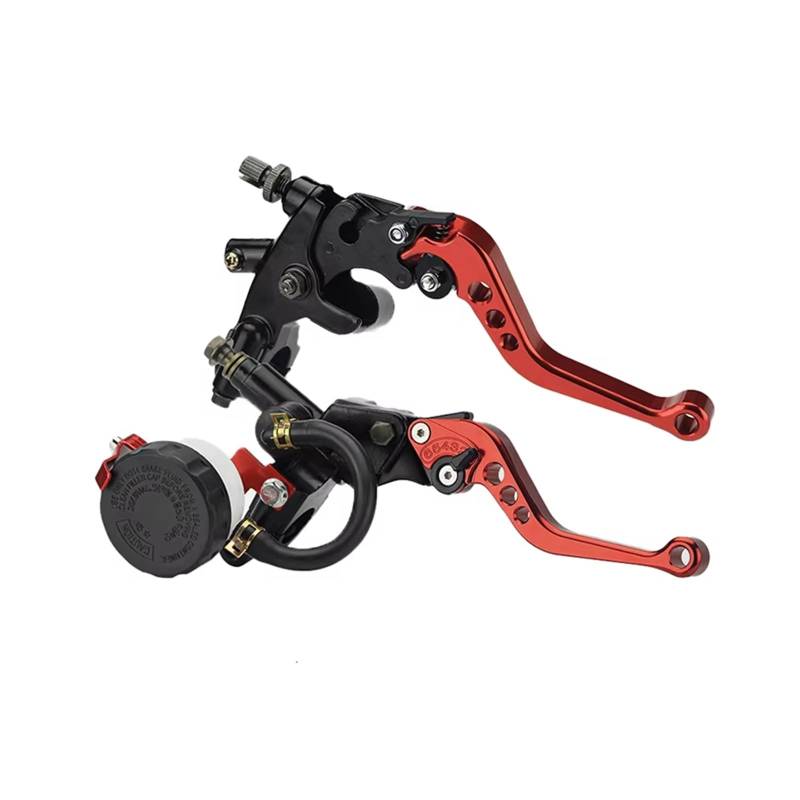 Kupplungshebel Motorrad Universal 7/8" 22mm Motorrad Kupplung Bremse Hauptzylinder Reservoir Hebel Kit Flüssigkeit Reservoir Set Links + Rechts Kupplungsarmatur(Red) von KPVEVPSTQ