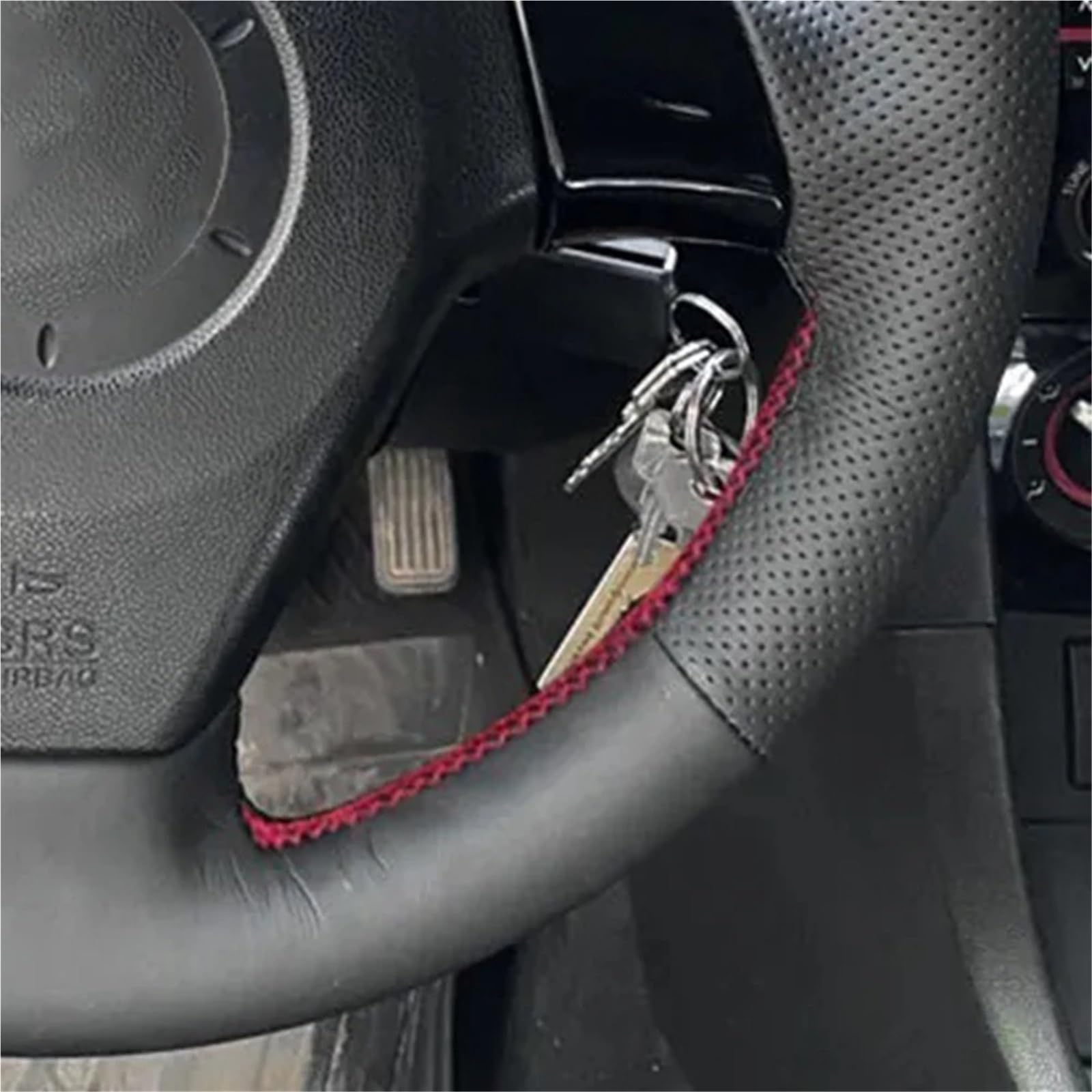 Lenkradhülle Für Alt Für Mazda 3 Für Axela Für Mazda5 Für Mazda6 Für Atenza 2004-2008 Auto Lenkrad Abdeckung Anti-Slip Künstliche Leder Lenkradbezug(Red Blue Thread) von KPVEVPSTQ