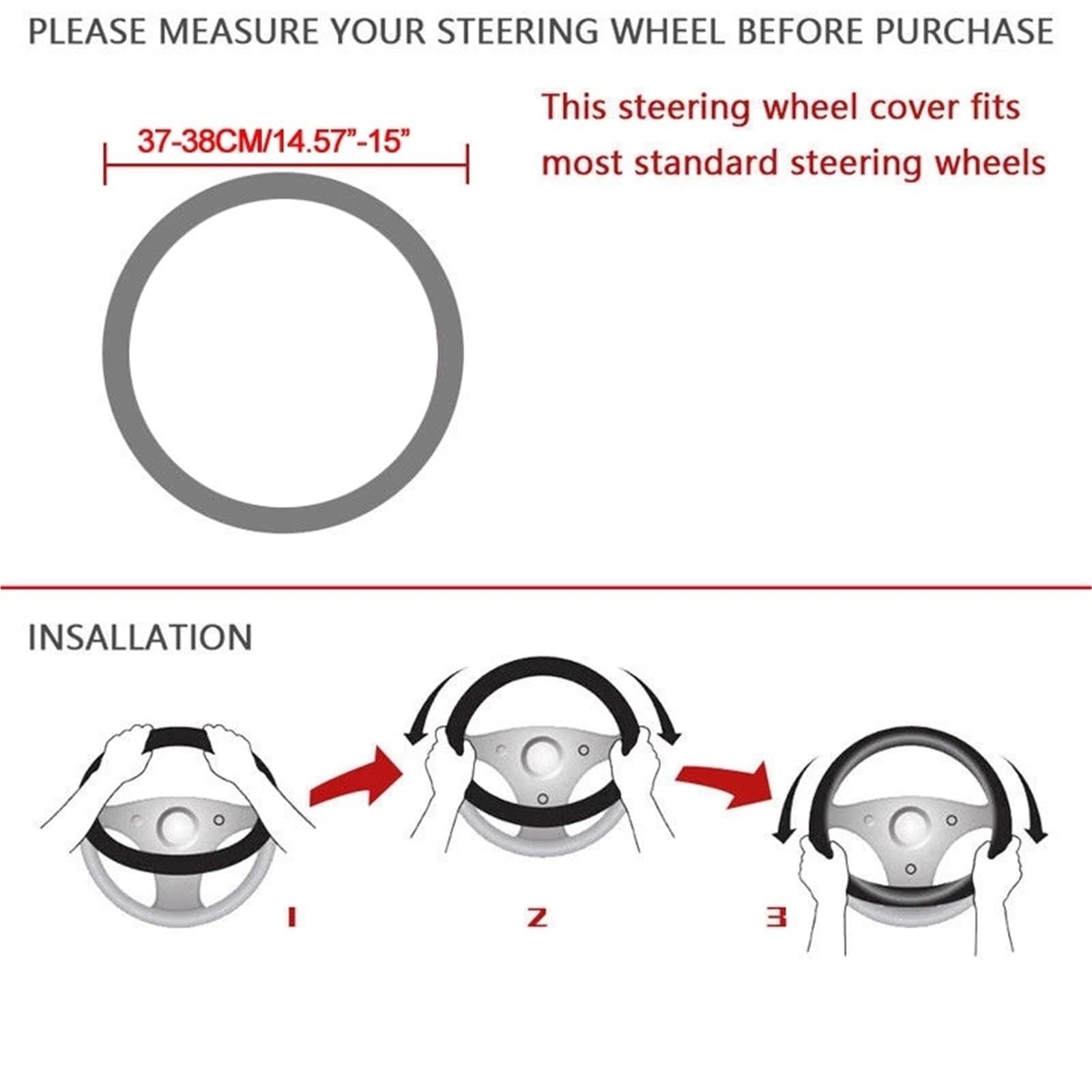 Lenkradhülle Für Cruze Für Malibu Für Sail Für Spark Für Captiva Für Equinox Für Trax Für Tracker Für Aveo Für Lova RV Auto Lenkräder Abdeckung Lenkradbezug(RED) von KPVEVPSTQ