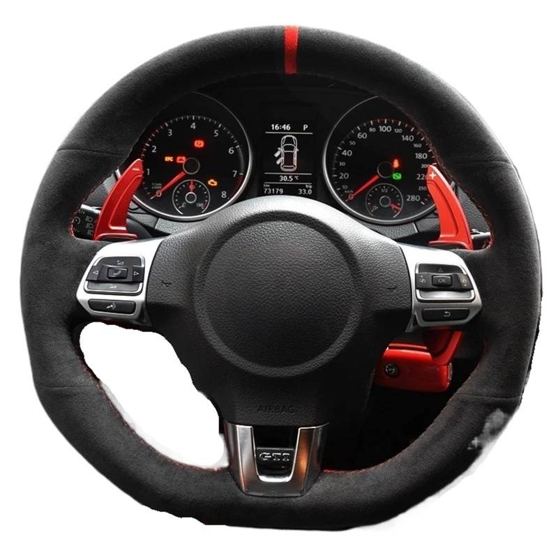 Lenkradhülle Für Golf 6 Für GTI Für MK6 Für Polo Für GTI Für Scirocco R Für Passat CC Auto Lenkrad Abdeckung Wildleder Auto Innen Zubehör Fit Lenkradbezug(White Thread) von KPVEVPSTQ