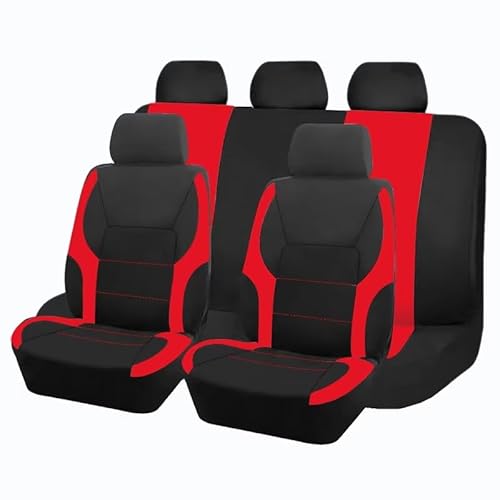 sitzschoner Schonbezug Autositz Autositzbezüge, Sportliches Design, Passend Für Die Meisten Autos, Vierjahreszeiten-Sitzbezug Für Autozubehör, Innenausstattung Autositzbezüge Sitzbezug(Red 5 seat) von KPVEVPSTQ