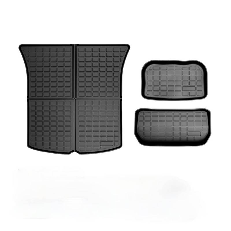 3pcs/6pcs Auto Fußmatten kompatibel mit Tesla Modell Y TPE Schwarz Fußmatte Auto Innenausstattung Fußkissen Trunkmat(Black) von KRALPOTIX