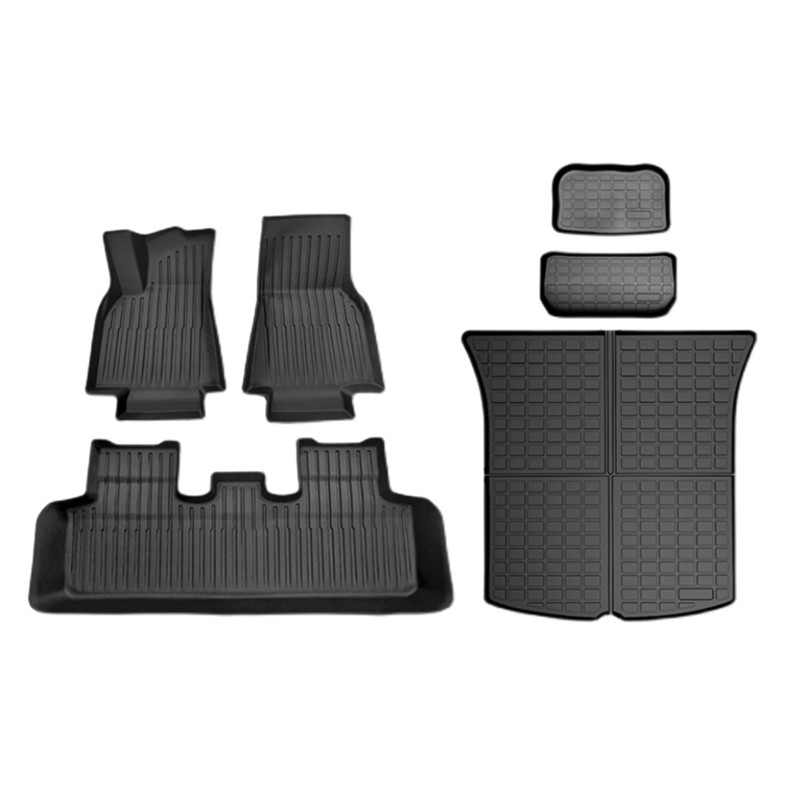 3pcs/6pcs Auto Fußmatten kompatibel mit Tesla Modell Y TPE Schwarz Fussmatte Auto Innenausstattung Fußkissen Trunkmat(Grey) von KRALPOTIX