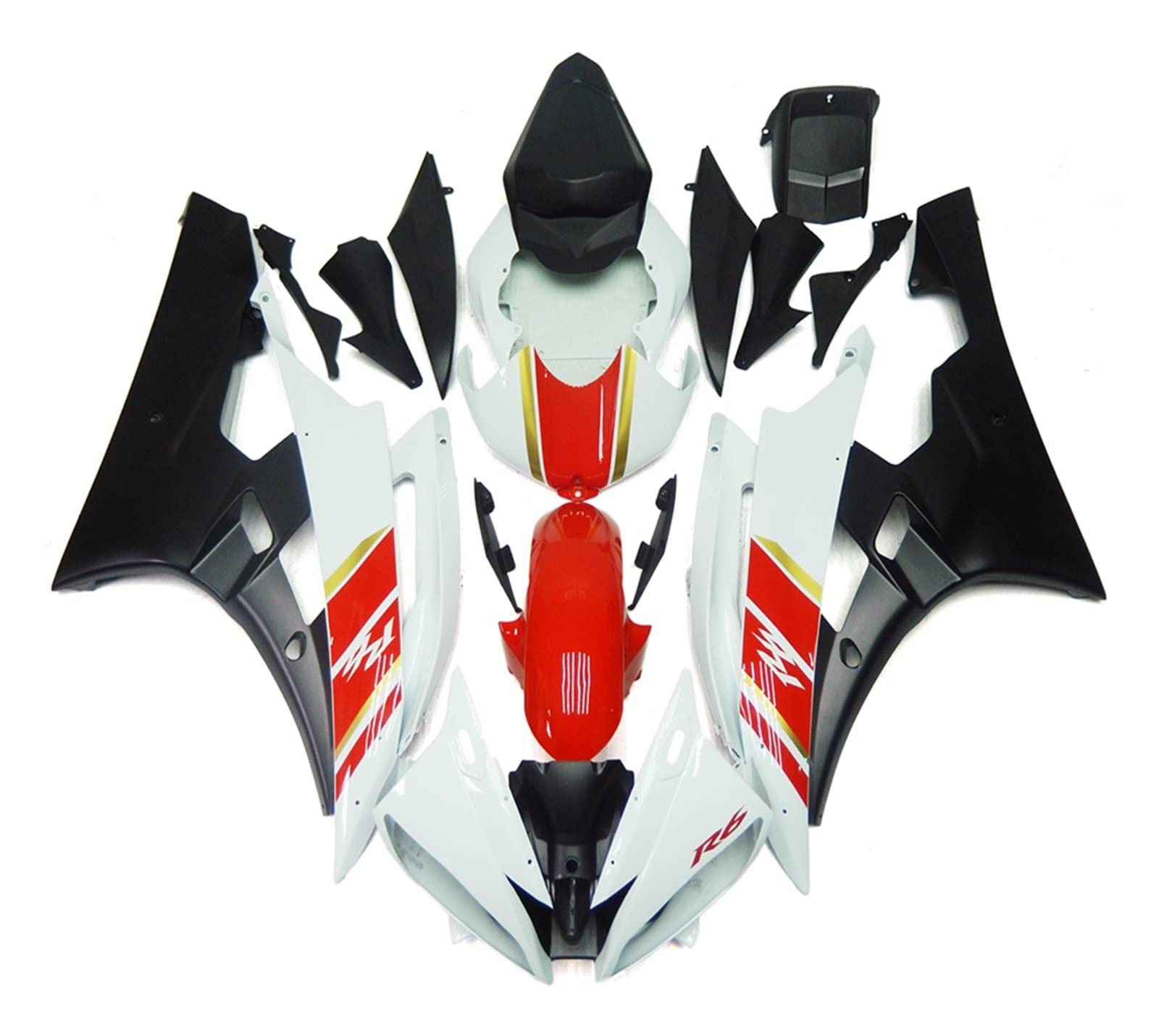 Abs Fairing Compatible With Yamaha YZFR6 2006 YZFR6 Fairing 2006-2007 YZF600 R6 Fairing 2007 Black(Grey) von KRALPOTIX