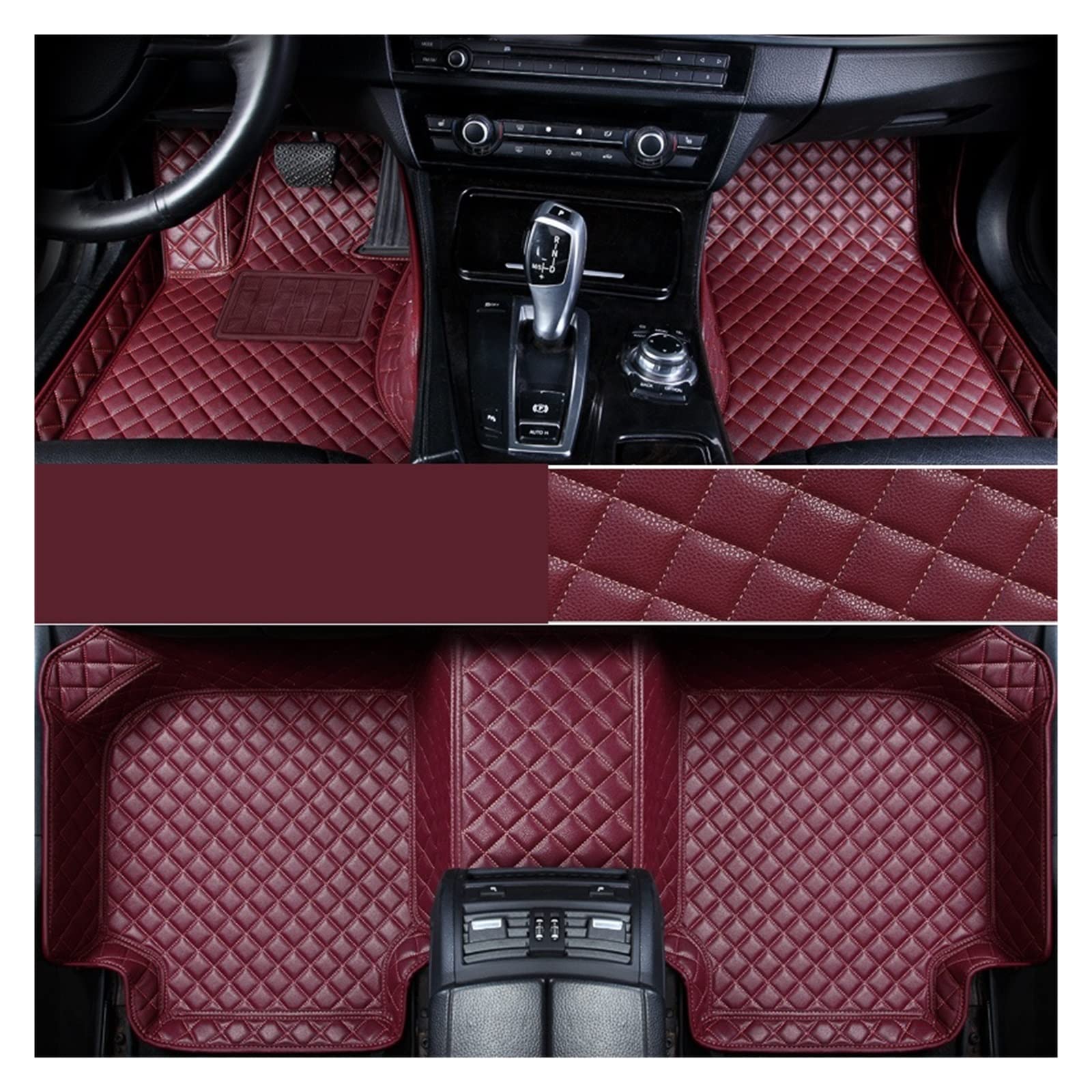 Auto Bodenmatte kompatibel mit Corsa d Insignia Astra Kjh Zafira BC Tourer Leder Teppich Teppiche Auto Zubehör(Wine Red) von KRALPOTIX