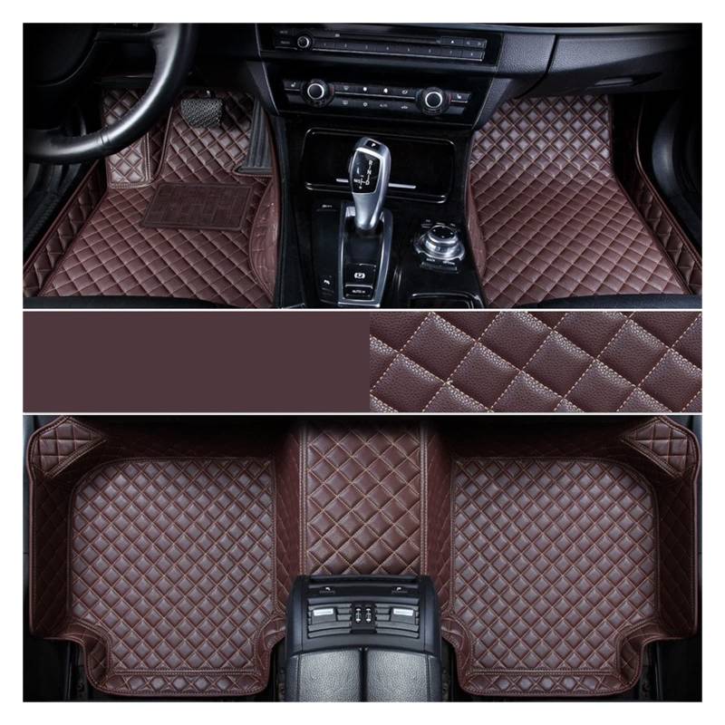 Auto Bodenmatte kompatibel mit Geely Geometrie CA Coolray Tugella Emgrand EC7 EC8 Lederteppich Car-Zubehör(Coffee) von KRALPOTIX