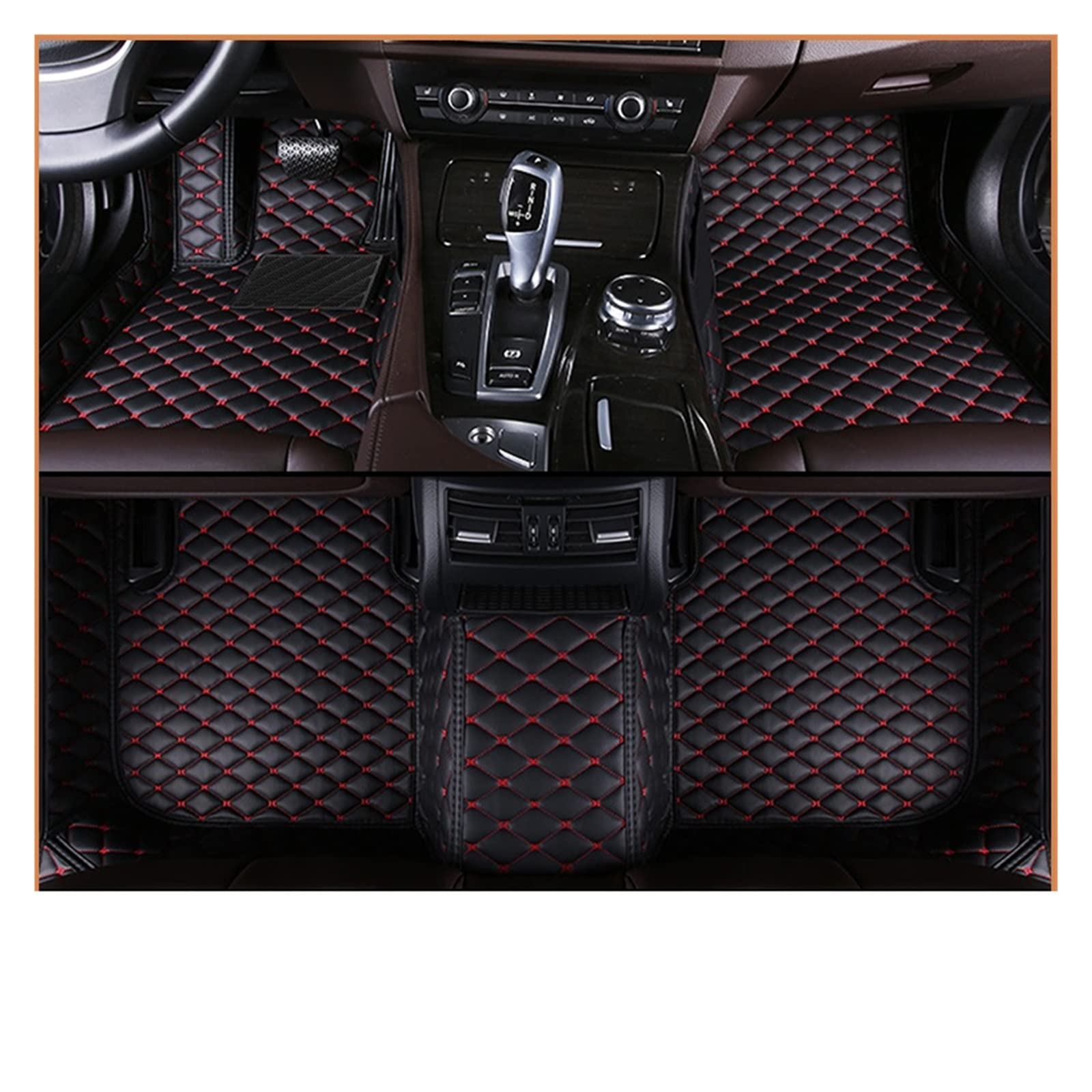 Auto Fußmatten kompatibel mit A8/A8L (Vier Sitze) 2011 2012 2013 2014 2015 2015 2017 Custom Auto Fußpolster Automobilteppich Cover (Blackrot) von KRALPOTIX