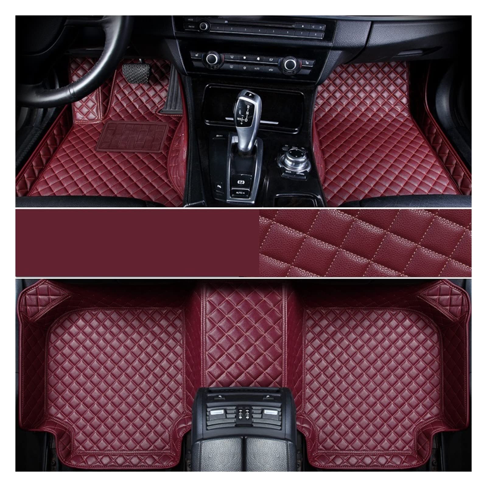 Automatten sind kompatibel mit Dodge Journey Challenger Ram 1500 Kaliber Ladegerät benutzerdefinierte Leder Teppichauto Lieferungen.(Wine Red) von KRALPOTIX