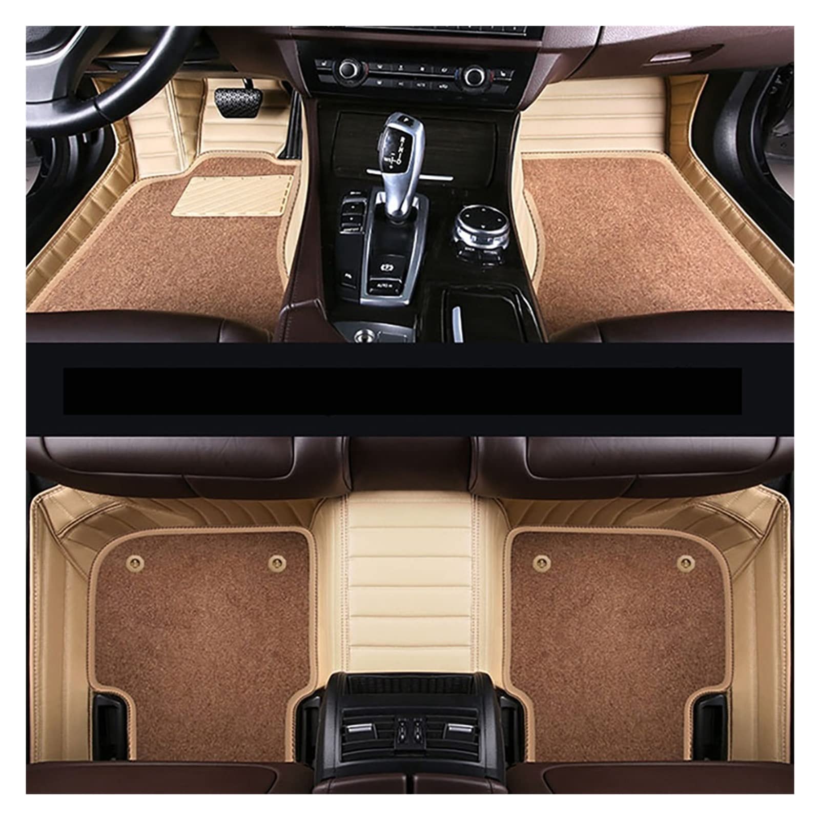 Autotlügen Matten Hohe elastische Fadenmatte kompatibel mit Mitsubishi ASX Lancer Outlander Pajero V73 V97/V93 Grandis Eclipse Galant Fortis(Beige-beige-coffee) von KRALPOTIX