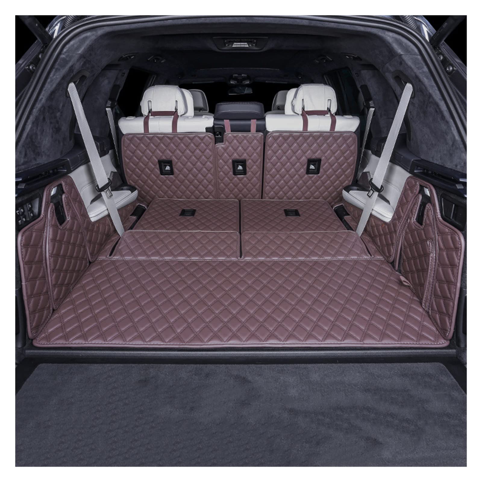 Car Trunk Mats Compatible With Q7 2016-2022 7 Seater Boot Mats Auto(Coffee) von KRALPOTIX