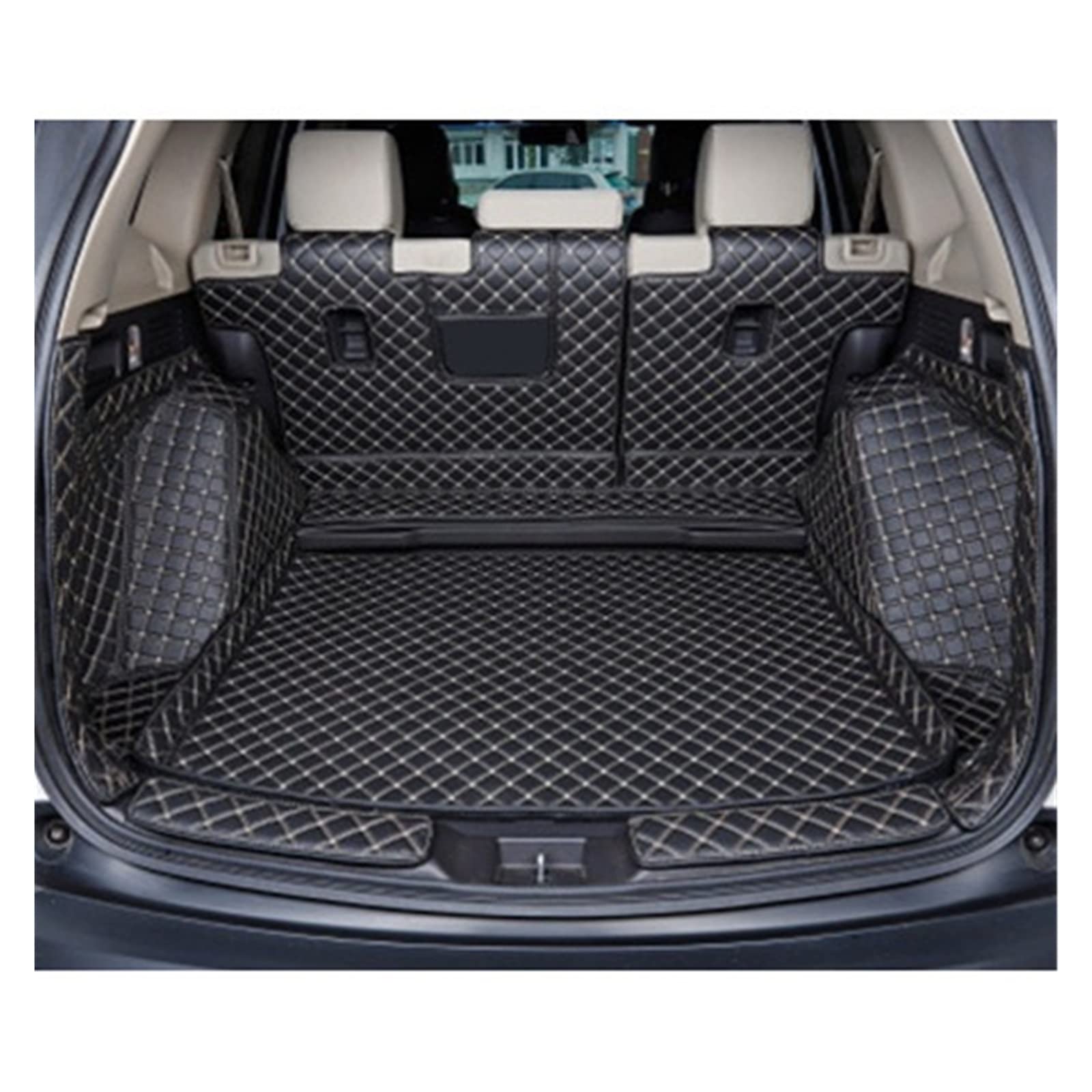 Car trunk mat Compatible With Jeep Grand Cherokee Renegade Compass all weather Cargo Liner Boot Carpets(Black beige,GrandCherokee 11-19) von KRALPOTIX