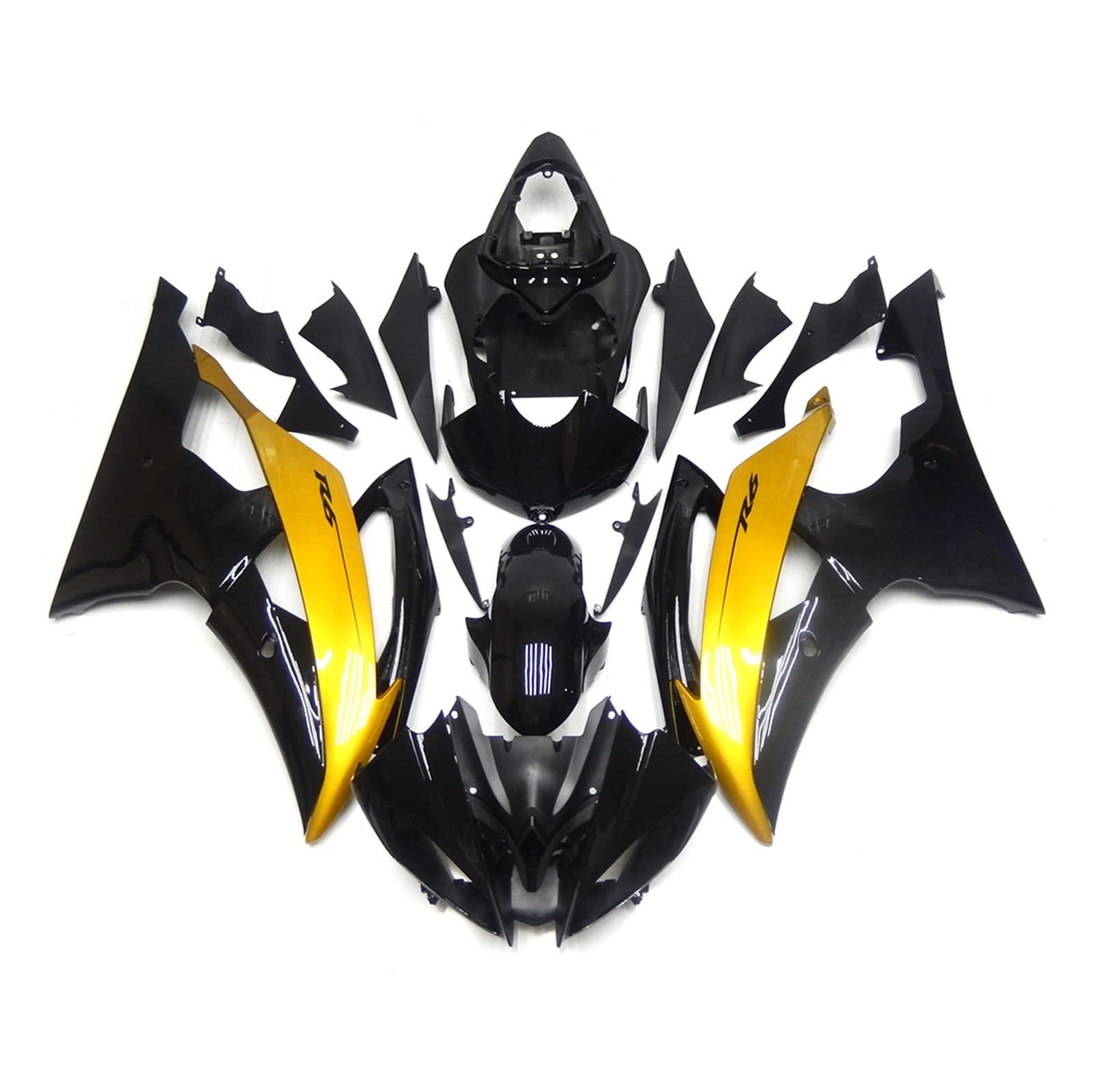 Fairing Injection Mold Kits Compatible With YAMAHA YZF R6 2008 2009 10 2011 12 13 15 16 Fairings Bodywork YFZ-R6 08 09 10 11-16(Black) von KRALPOTIX