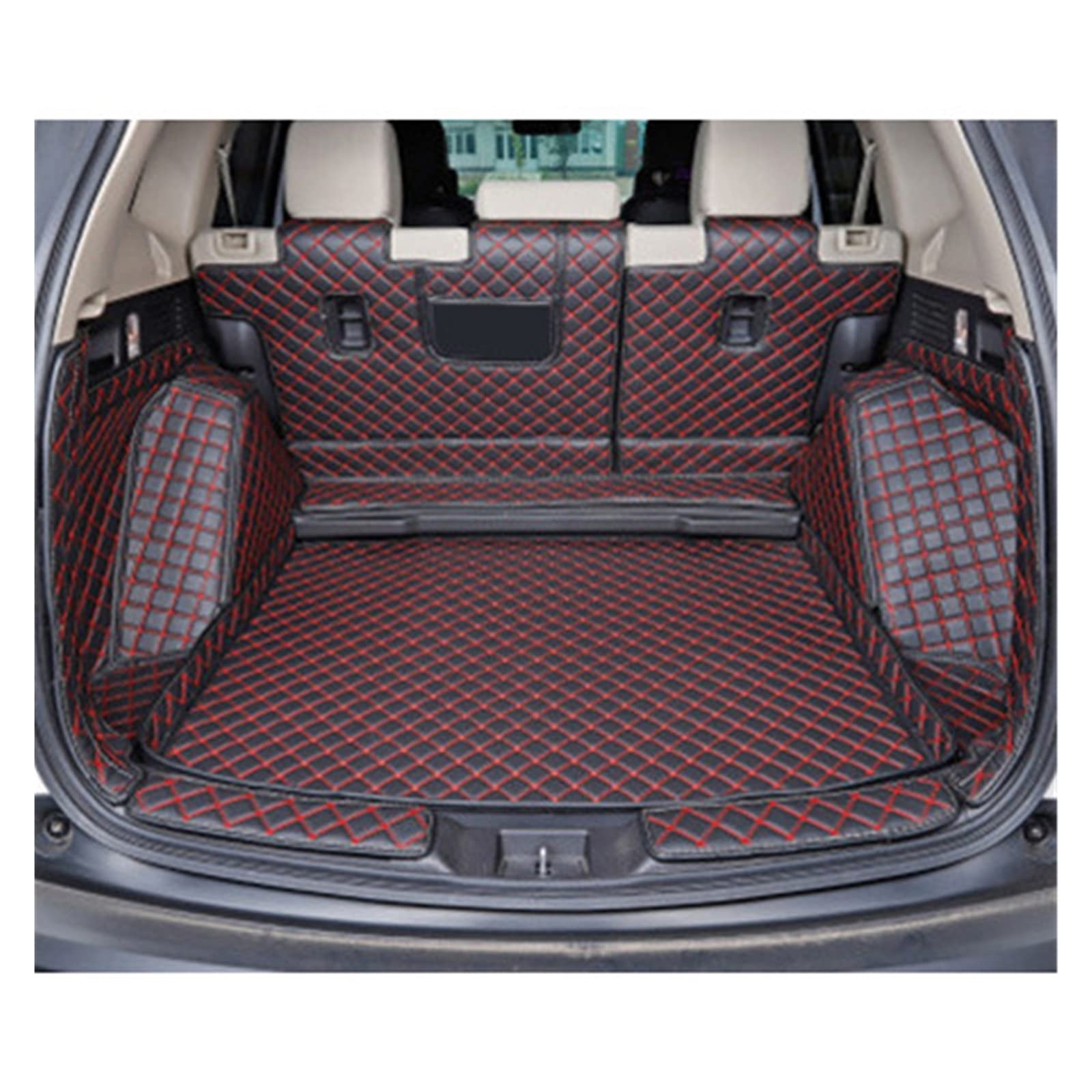 Kofferraummatte Kompatibel mit Jeep Grand Cherokee Renegade Compass Allwetter-Gepäckraumdeckungen(Black Red, Renegade 16-18-01) von KRALPOTIX