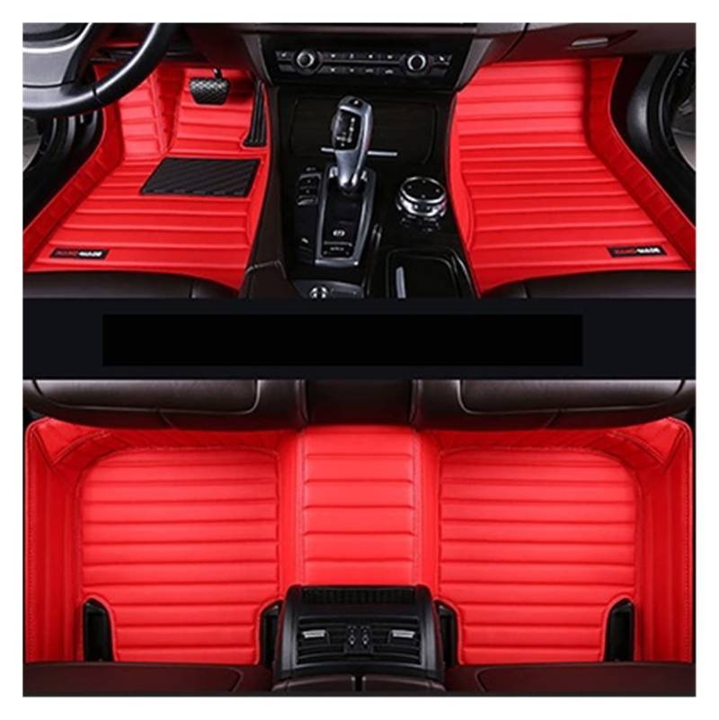 Leder Auto Bodenmatte kompatibel mit Volvo All Model C30 C70 S40 S60 S60L S80 S80L V40 V60 XC60 XC90 Auto Zubehör(1 Paar Rot) von KRALPOTIX