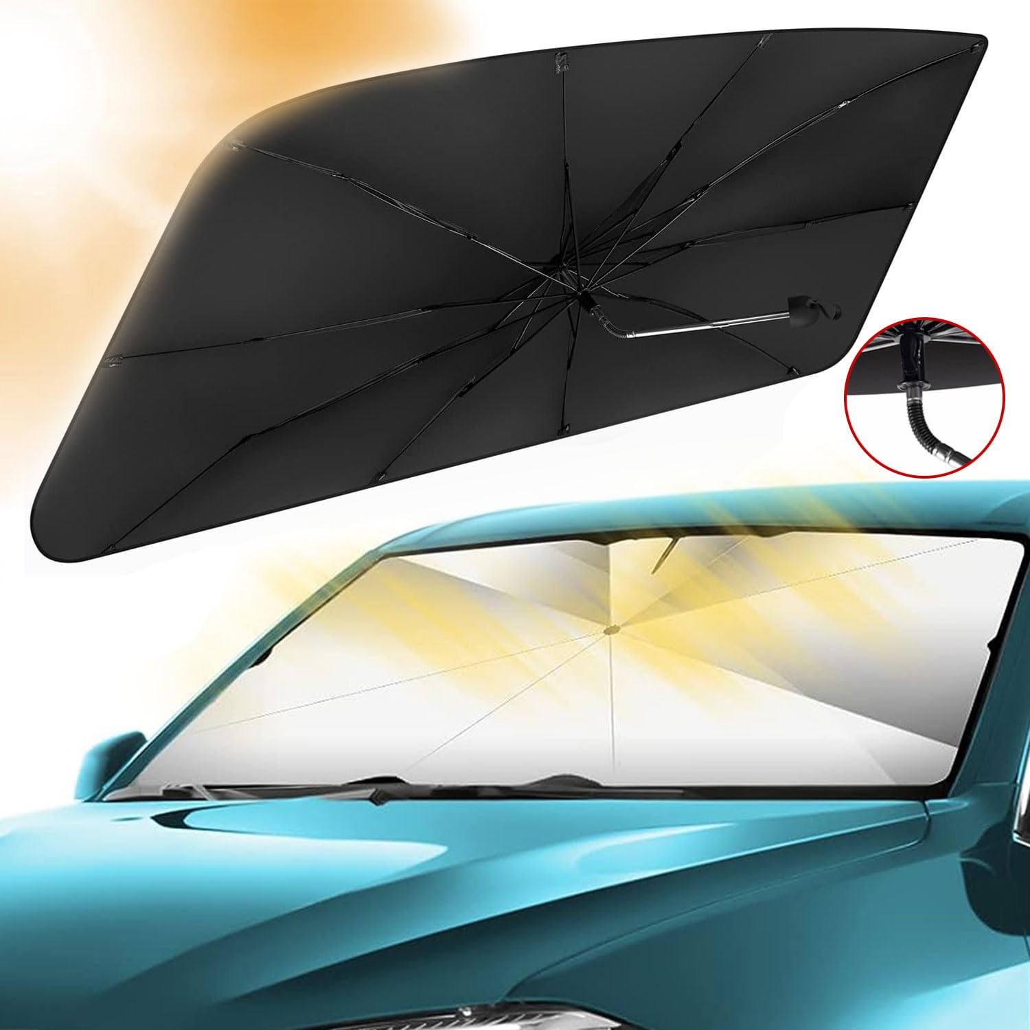 Auto Sonnenschutz Frontscheibe Für Mazda 2 3 5 6 MX-5 MX-30 CX3 CX-30 CX-5 CX-50 CX-7 CX-8 CX-9, UV Schutz Auto Sonnenschutz Wärmeisolierender Sonnenschirm für die Frontscheibe des Autos von KRHINO