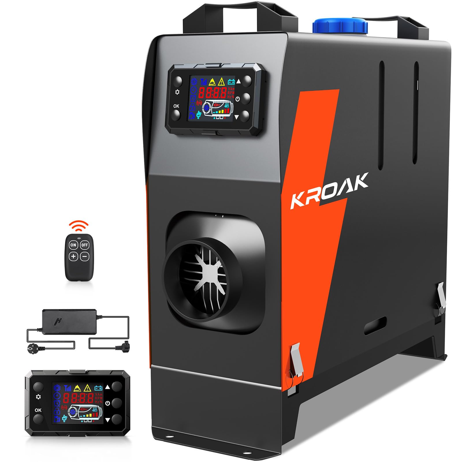 KROAK 8kW Diesel Luftheizung, 12V/24V Diesel Standheizung All in One mit Adapter & Fernbedienung, Tragbare Dieselheizung für Auto RV LKW Wohnmobil von KROAK