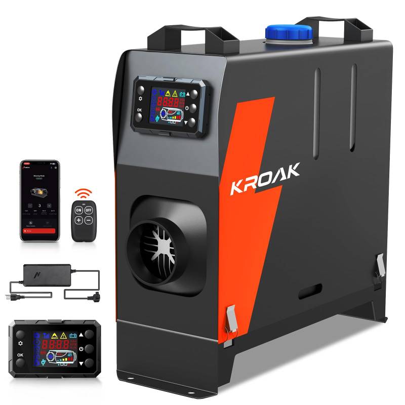 KROAK 8kW Dieselheizung, 12V/24V Diesel Standheizung All in One mit Bluetooth-Fernbedienung, Schnelles Aufheizen, Tragbare Dieselheizung für Auto RV LKW Wohnmobil von KROAK