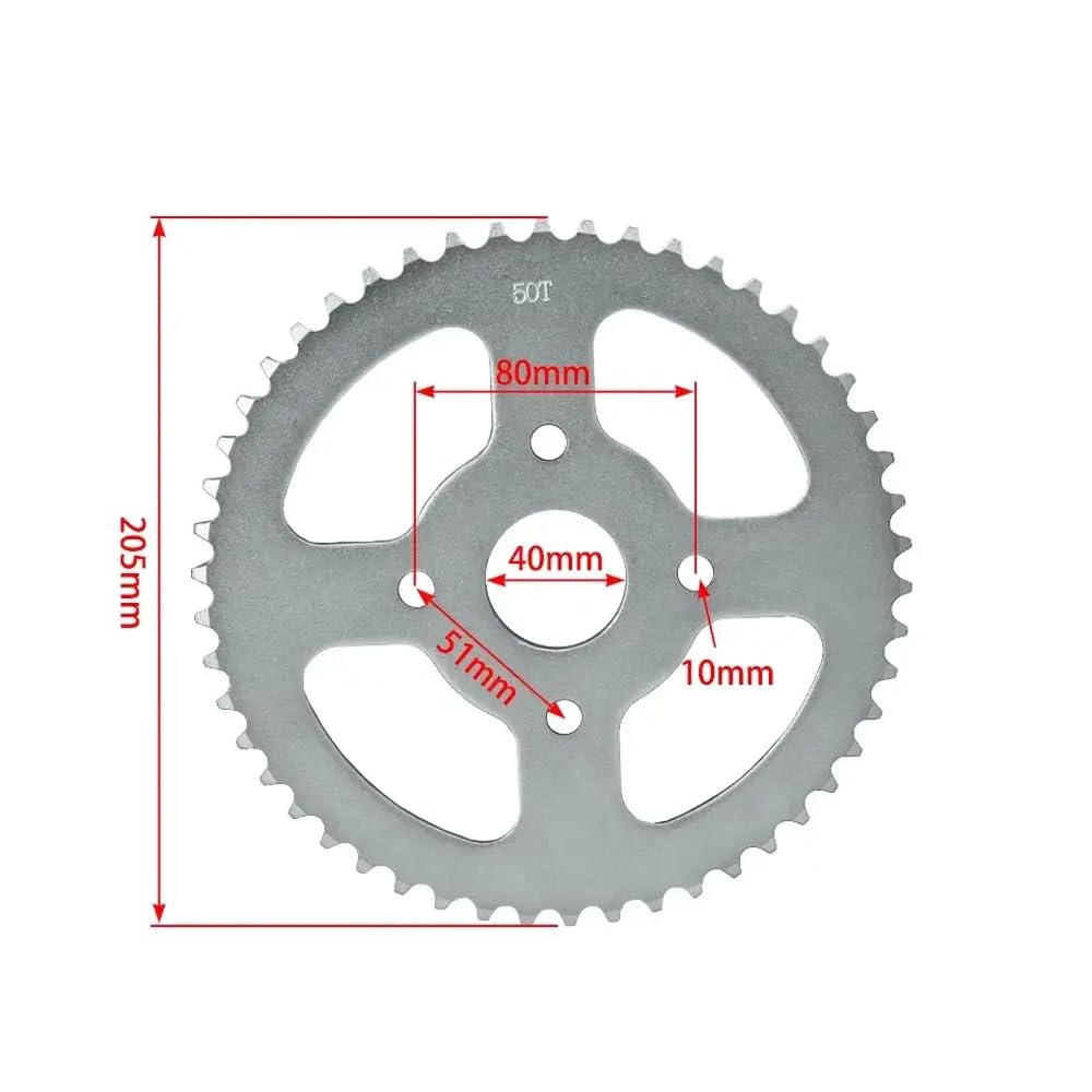 420 Kette 50T 60 Zähne Kettenrad 40mm Kompatibel mit 50cc 70cc 110cc 125cc Dirt Pit Bikes ATVs Go Karts und Off-Road Motorräder 420-50T 60T Kompatibilität(420-50T 40mm) von KRZkwA