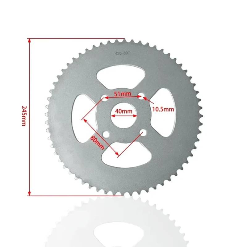 420 Kette 50T 60 Zähne Kettenrad 40mm Kompatibel mit 50cc 70cc 110cc 125cc Dirt Pit Bikes ATVs Go Karts und Off-Road Motorräder 420-50T 60T Kompatibilität(420-60T 40mm) von KRZkwA