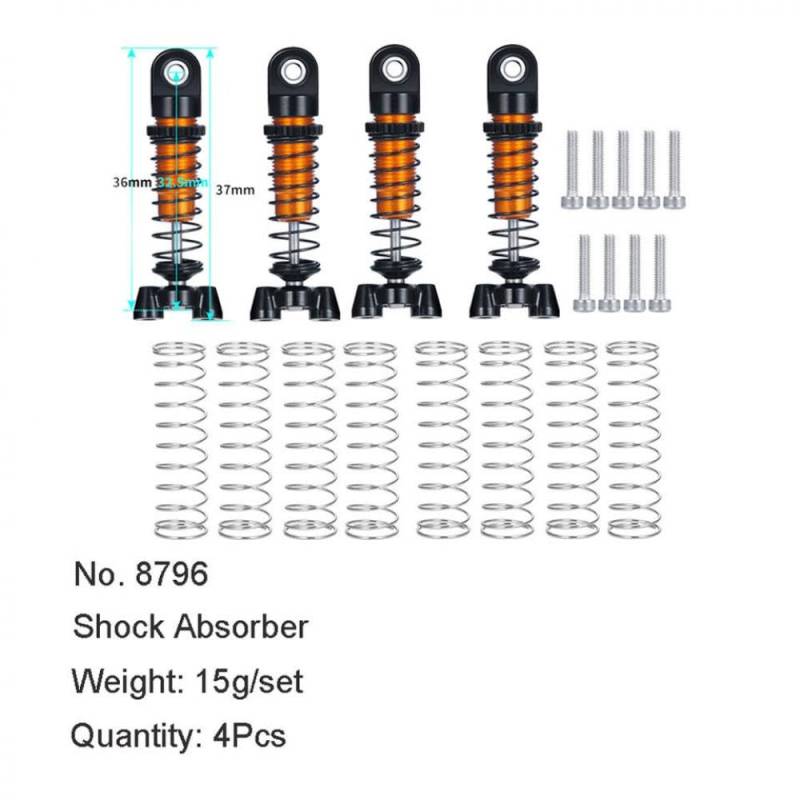 4pcs Metall Verstellbarer Stoßdämpfer Dämpfer 37/45mm kompatibel mit 1/18 RC -Cars 4x4 -Modellen(4Pcs 37mm) von KRZkwA