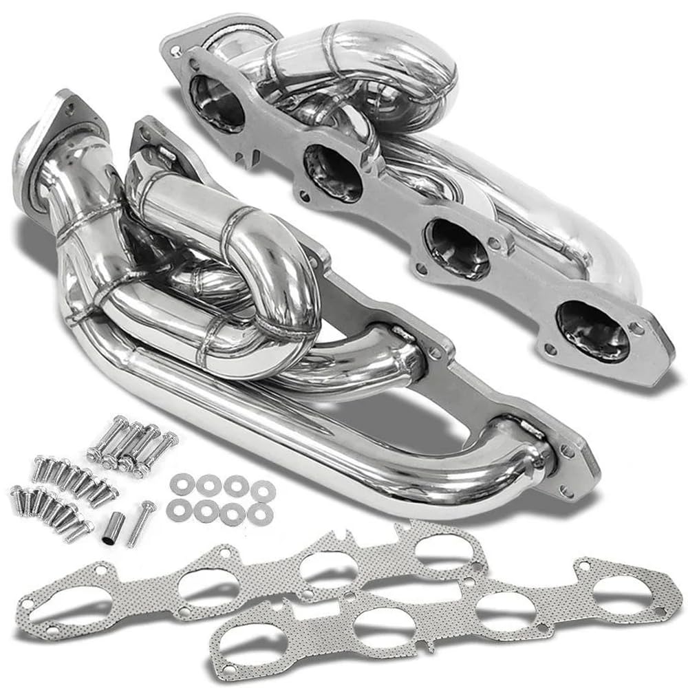 Edelstahl-Auspuffkrümmersatz, kompatibel mit dem 2009–2018 Ram 1500 5,7 l-Auspuffsystem-Set von KRZkwA