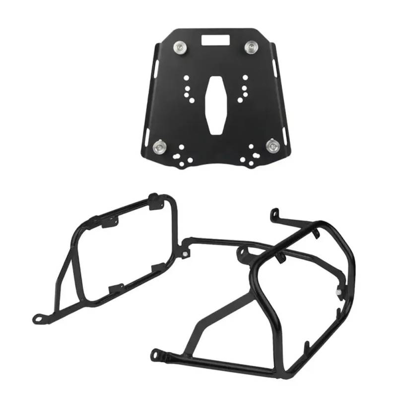 Gepäckträger, Motorrad-Satteltasche, seitlicher Werkzeugkasten, Edelstahlhalterung, kompatibel mit CFMOTO MT450 450MT 450 MT 2024 2025(Black One Set) von KRZkwA