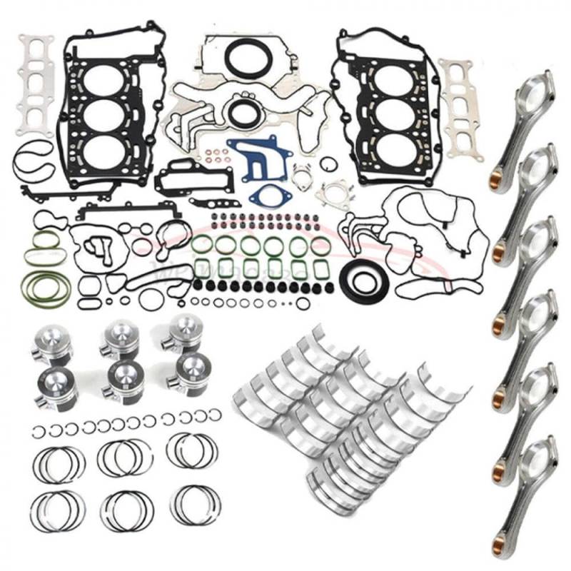 Komplette Motordichtung mit Kolbenringen und Verbindungsstangenkit, kompatibel mit 3,0 l V6 Diesel Kompatibel mit Modelle von 2010 bis 2018 von KRZkwA