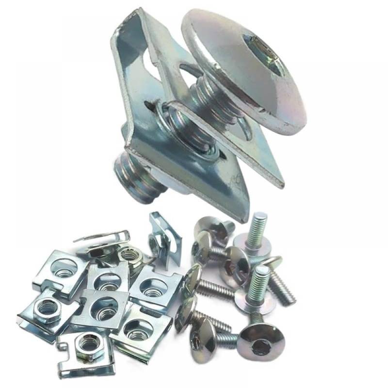 M6 Silber Motorrad Roller ATV Moped Kunststoffabdeckung Schraubenbolzen-Set 10er-Pack mit U-Typ-Clips und kompatiblen 6-mm-Mutterngrößen 16 mm, 12 mm, 20 mm, 25 mm(M6X12MM) von KRZkwA