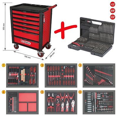 Ks Tools RACINGline Werkzeugwagen 7 Schubladen 598 Premium-Werkzeugen [Hersteller-Nr. 826.7598] von KS TOOLS