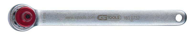 KS Tools 160.0733 Bremsen-Entlüftungsschlüssel. extra kurz. 11 mm. rot von BRILLIANT TOOLS