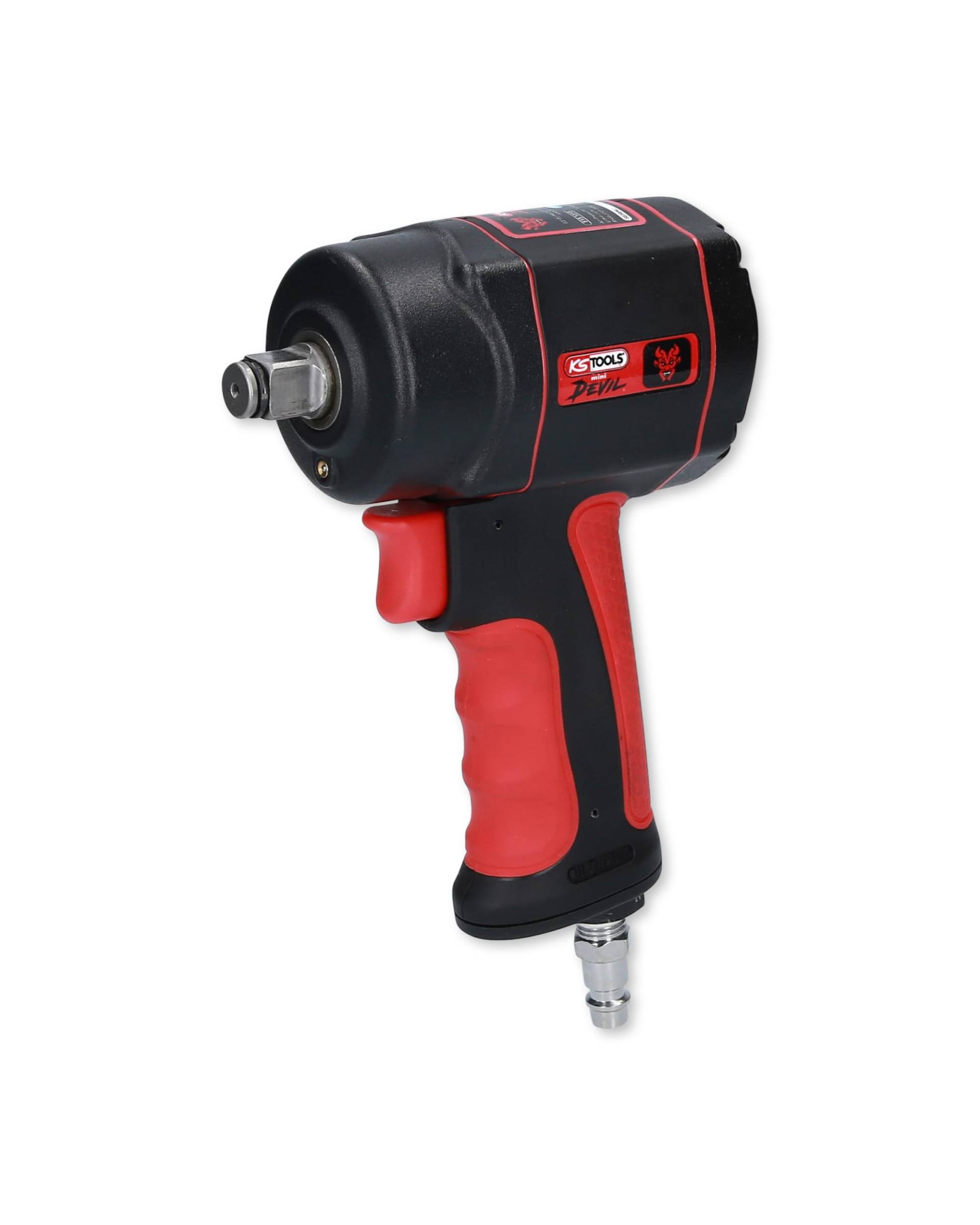 KS Tools Hochleistungs Schlagschrauber Druckluft miniDEVIL 1/2" 515.1315 I 3-fache Drehmomentvorwahl 210, 503, 755 Nm mit max. Löse-Drehmoment 1084 Nm I Zum Anziehen & Lösen von Schrauben von KS Tools