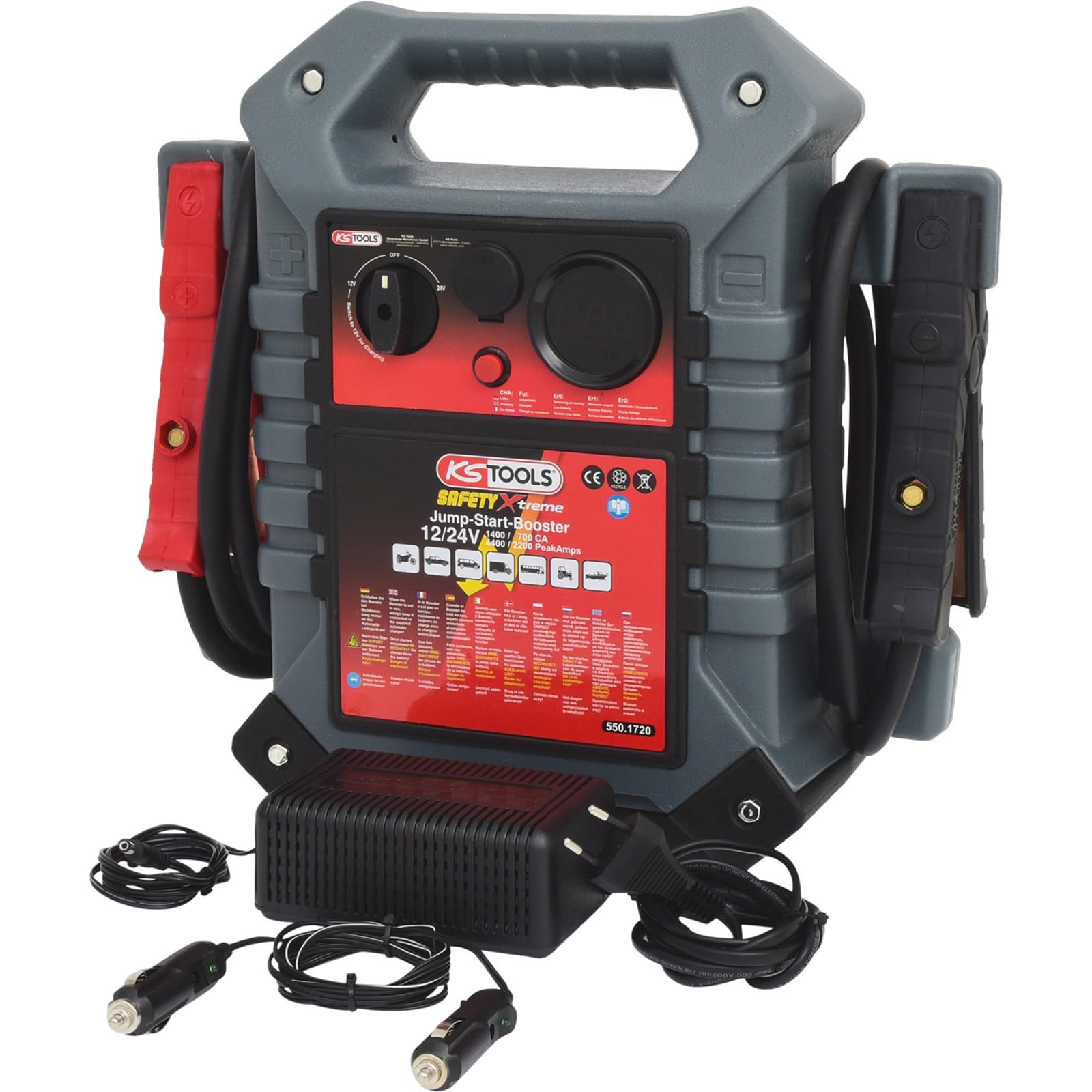 KS Tools 550.1720 12 V + 24 V Batterie-Booster, mobiles Starthilfegerät 1400 A von KS Tools