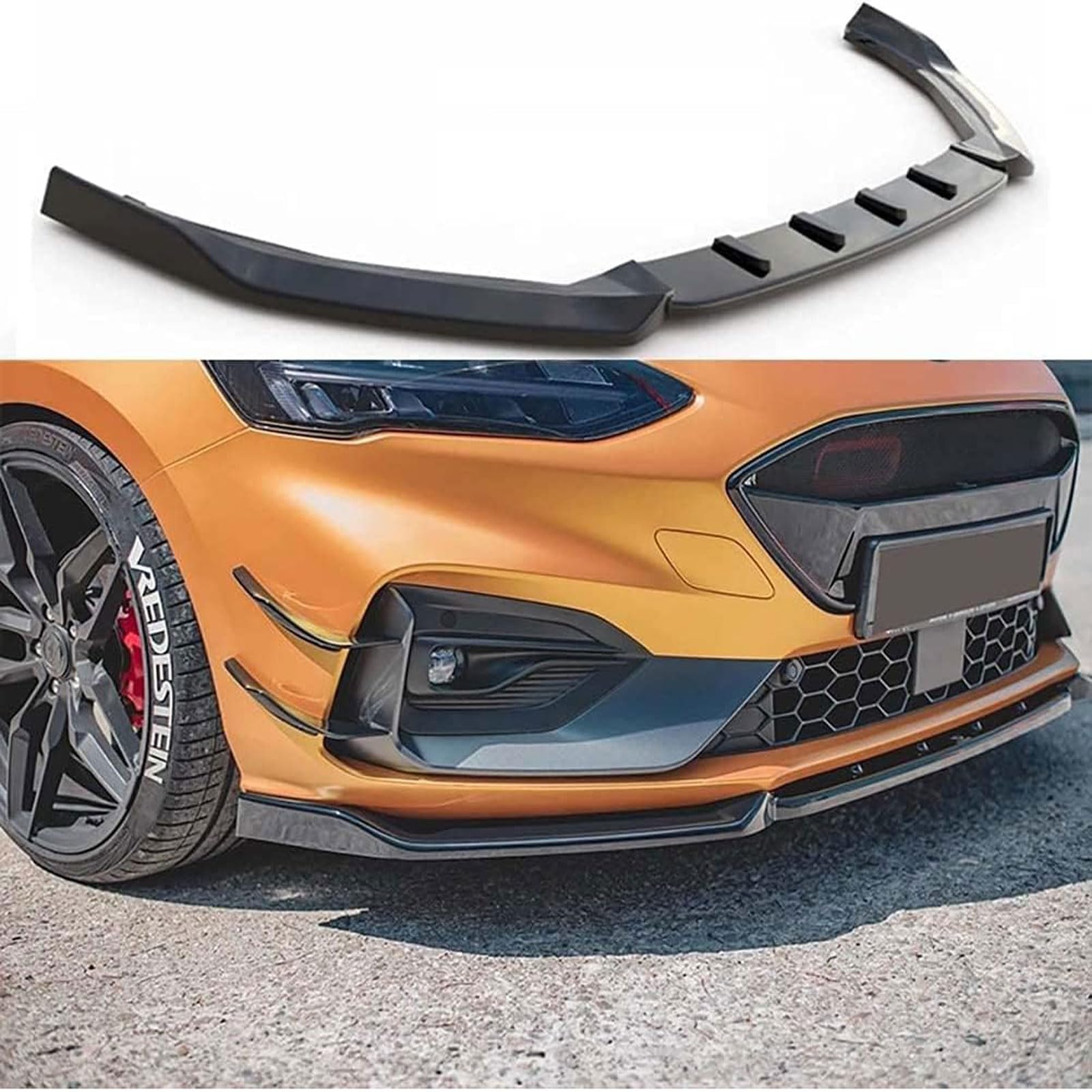Auto Frontspoiler Lippe für Ford Focus mk4 ST 2019 2020 2021, Frontstoßstange Spoiler Splitter Diffusor Body Kit, Auto Styling Zubehör,Carbon-Fiber-Pattern von KSLREUFH