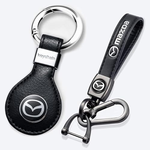 für Mazda Auto Schlüsselanhänger für Mazda M2 M3 M5 M6 MX5 RX7 RX8 A8 CX9 MX6 R3 CX-5 CX-7 CX-8,2 Stücke Leder Schlüsselanhänger für Auto Halter Lanyard Ersatz,Geschenke für Familie/Freunde von KSMDDP