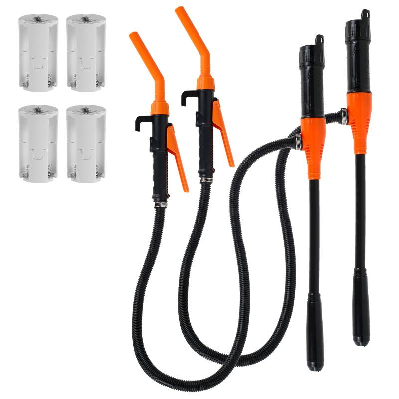 2 Stück Elektrische Benzinpumpe Verlängerten 90 cm Schlauch Elektrische Transferpumpe Batteriebetriebene Durchfluss einstellbar Flüssigkeitstransferpumpe Sumpfpumpe Portable Power Battery Pump von KTCINA